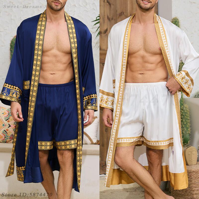 Men'S Kimono Accessories - Mannen Lange Gewaad Pyjama Set Barokke